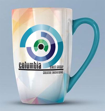 mug with columbia logo on it