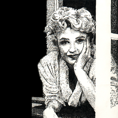Ink drawing of Marilyn Monroe