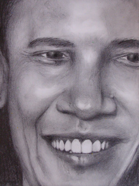 Obama close up in pencil