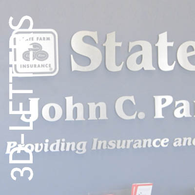 State farm Brushed Aluminum 3D Lettering in Lobby